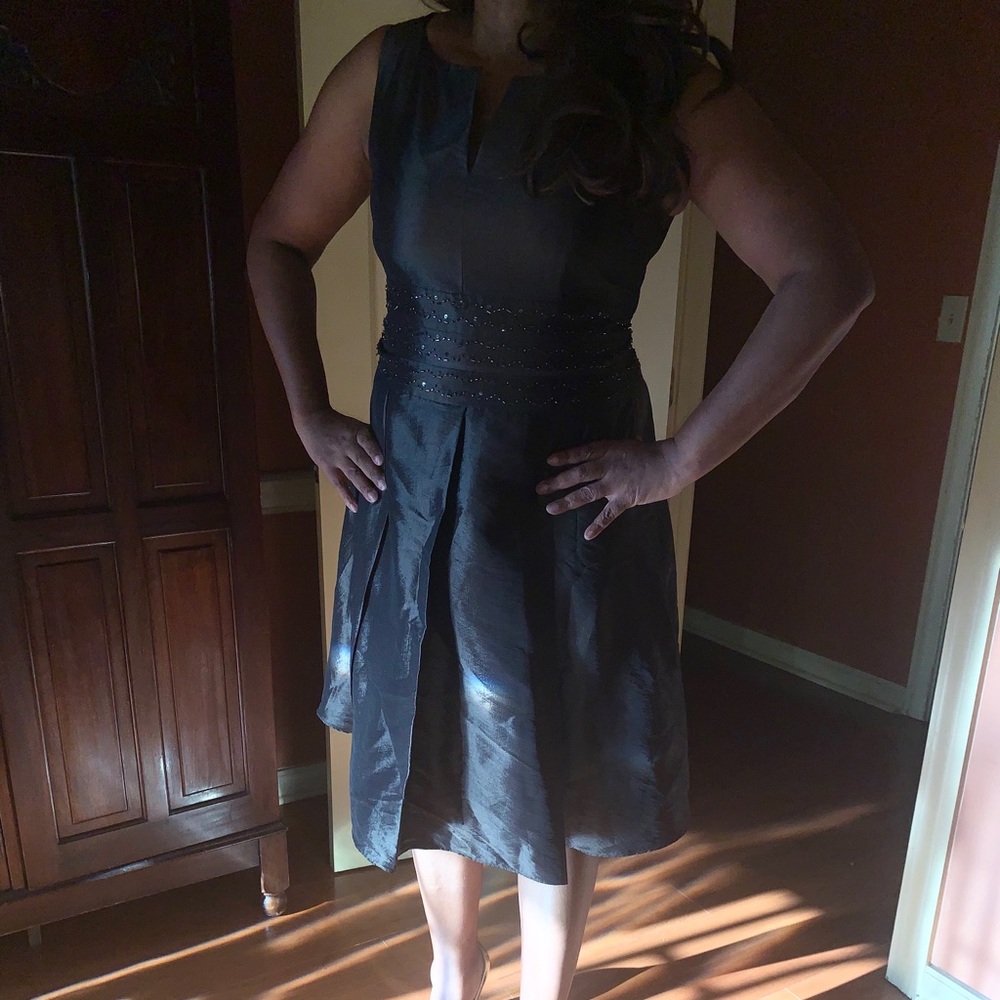 New Directions Black Dress with small black beads